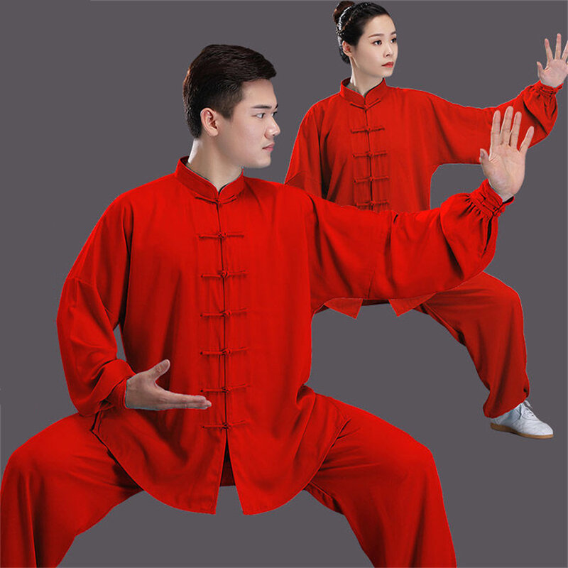 Unisex Tai Chi Kung Fu Uniform Set Chinese Traditional Costume Women Men Long-sleeved Wushu Loose Comfortable Exercise Clothes