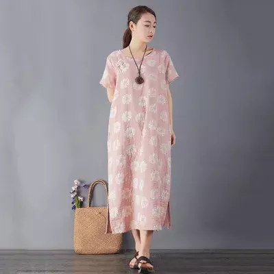 Vestido de crisantemo de hilo de algodón de doble capa para mujer