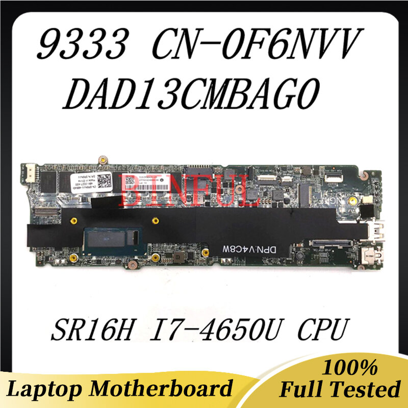 CN-0F6NVV 0F6NVV F6NVV Mainboard สำหรับ Dell XPS 13 9333แล็ปท็อป DAD13CMBAG0พร้อม SR16H I7-4650U CPU 8G 100% Full ทดสอบ