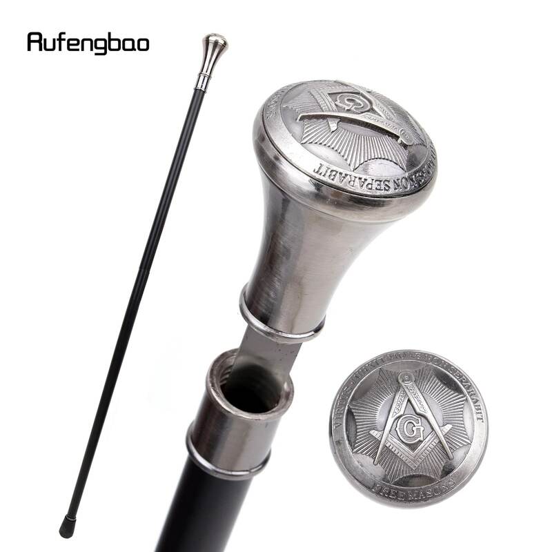 Freemasonry Freemasons VG Totem Relief Single Joint Walking Stick with Hidden Plate Self Defense Cane Plate Cosplay Crosier 93cm