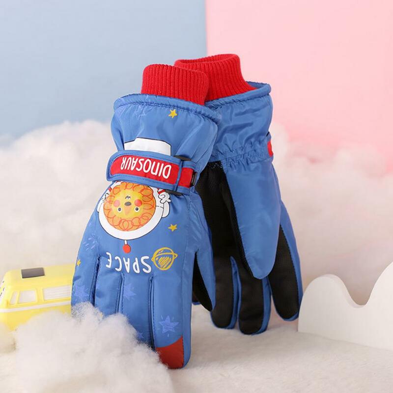 두꺼운 플러시 안감이 있는 스키 장갑, 내마모성 스키 장갑, 따뜻한 방수 겨울 어린이 눈 장갑, 유아용 부드러운 장갑