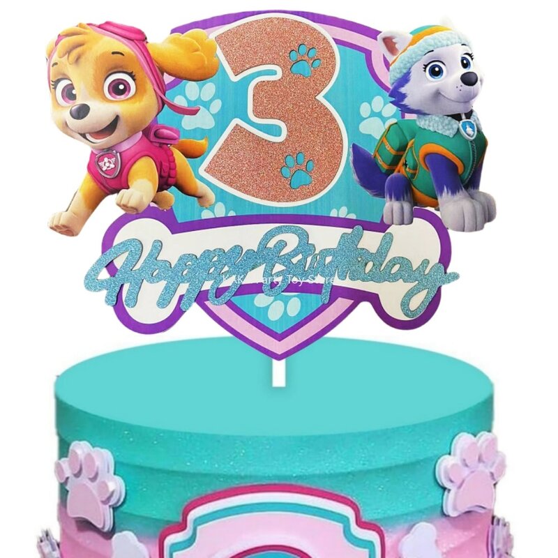Adornos de pastel de la patrulla canina para niñas, Skye de dibujos animados, decoración de pastel de feliz cumpleaños, suministros de fiesta para niños, decoraciones de cumpleaños para Baby Shower
