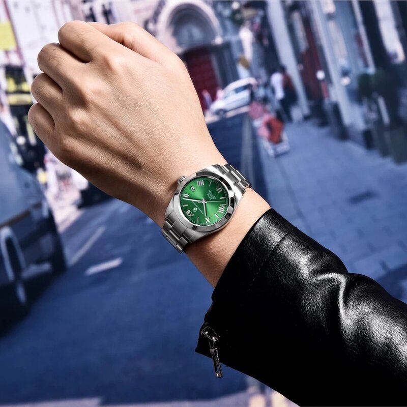 PAGANI-제네바 남성용 자동 시계 NH35, 품질 무브먼트 패션 방수 기계식 비즈니스 스테인레스 시계