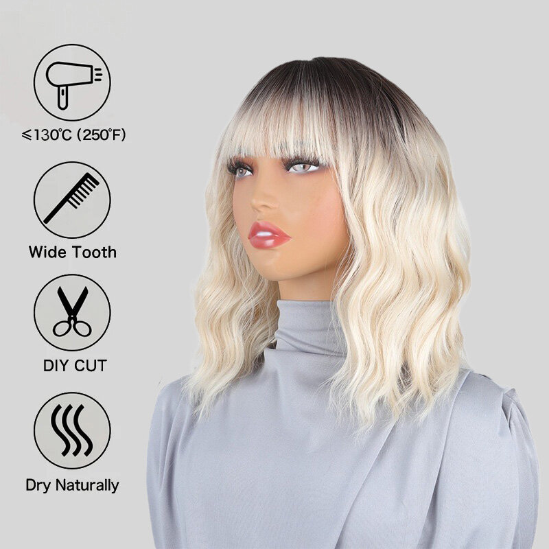 SNQP parrucca bianca per capelli ricci corti da 12 pollici nuova parrucca per capelli alla moda per le donne fibra ad alta temperatura resistente al calore per feste Cosplay quotidiane