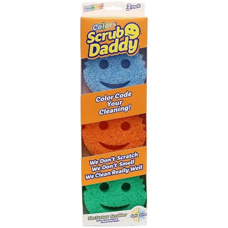 3PCS Scrub Daddy Sponge Cloth Strong Scouring Pad Miracle Sponge Household Kitchen Bathroom Migic Cleaning Wipe Sponges