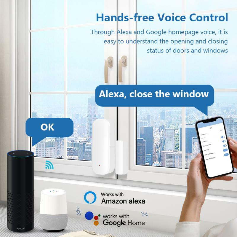ZY Tuya WiFi Door Sensor Window Sensor Smart Home Door Open/Closed Detectors via Smart Life Control Work With Alexa Google Home