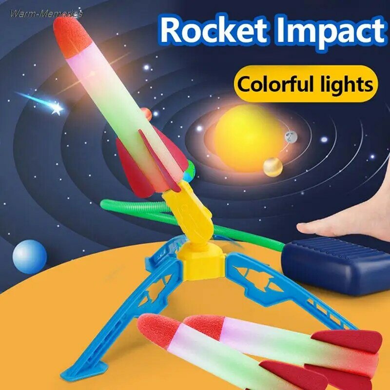 مجموعة واحدة من ألعاب قاذفة مضخة قدم الصواريخ الهوائية للأطفال ألعاب قاذفة صواريخ الفلاش ألعاب بدواسات لعب الأطفال في الهواء الطلق هدية للأطفال