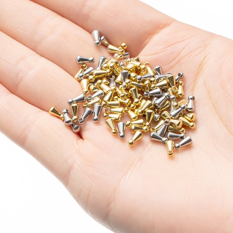 20Pcs 6x3mm Stainless Gold Color Water Drop Pendant End Beads For DIY Tail Extender Chain Jewelry Making Findings Accessories