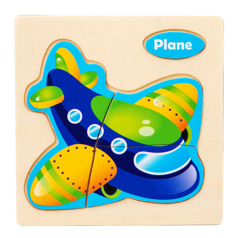 Quebra-cabeça de madeira em forma de desenho animado, animal, 3d, brinquedo educativo para crianças
