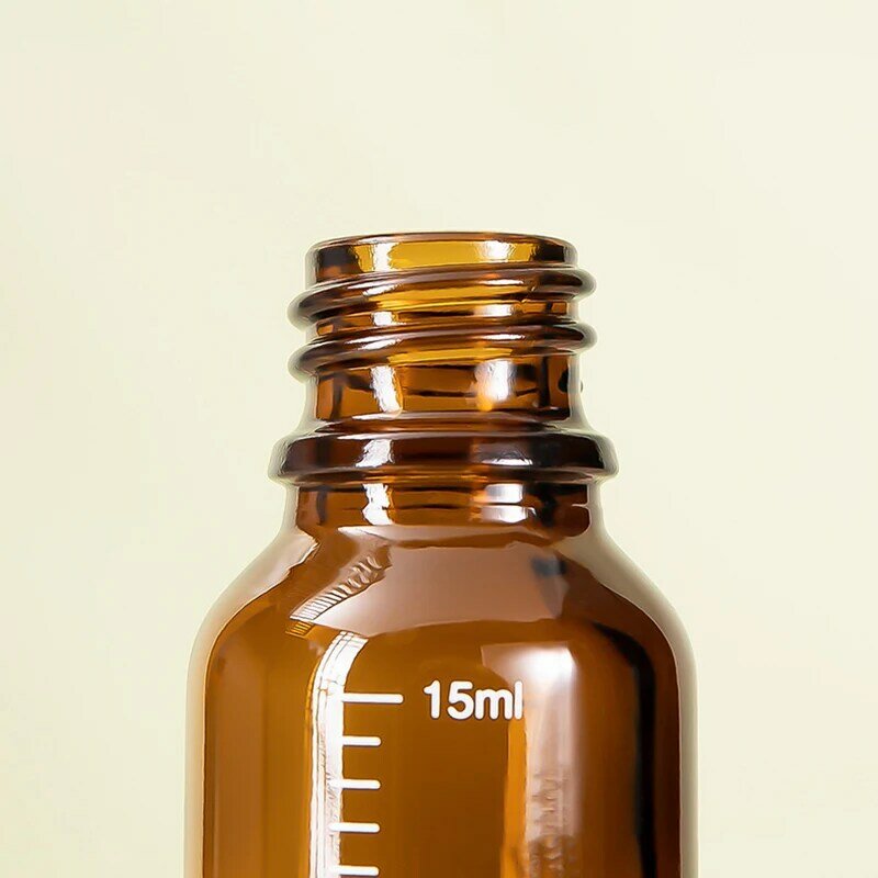 Botella vacía de aceite esencial con escala, frasco de vidrio líquido de aromaterapia ámbar, pipeta de masaje, 5ml-100ml