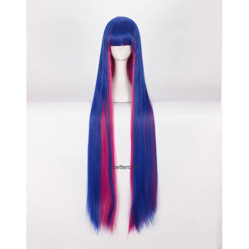 Panty & Stoing-peluca sintética resistente al calor con cinturón, Cosplay de anarquía, 100cm de largo, azul mezclado, Rosa