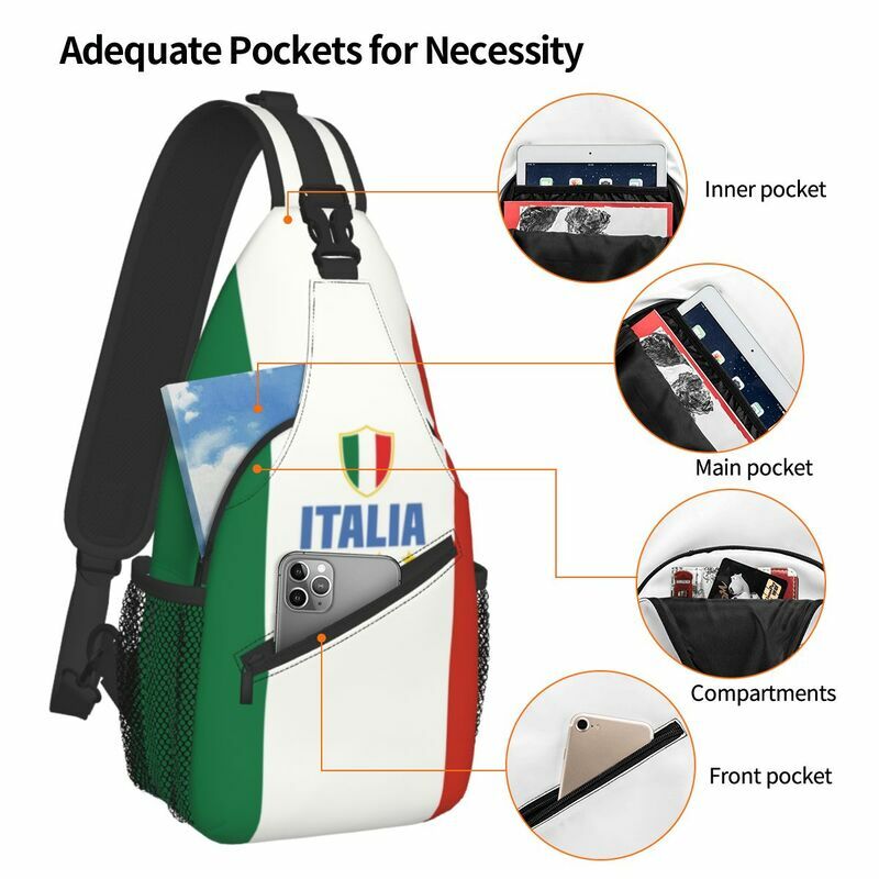 Fashion Flag Of Italy borsa a tracolla per escursionismo da viaggio zaino da spalla a tracolla da uomo