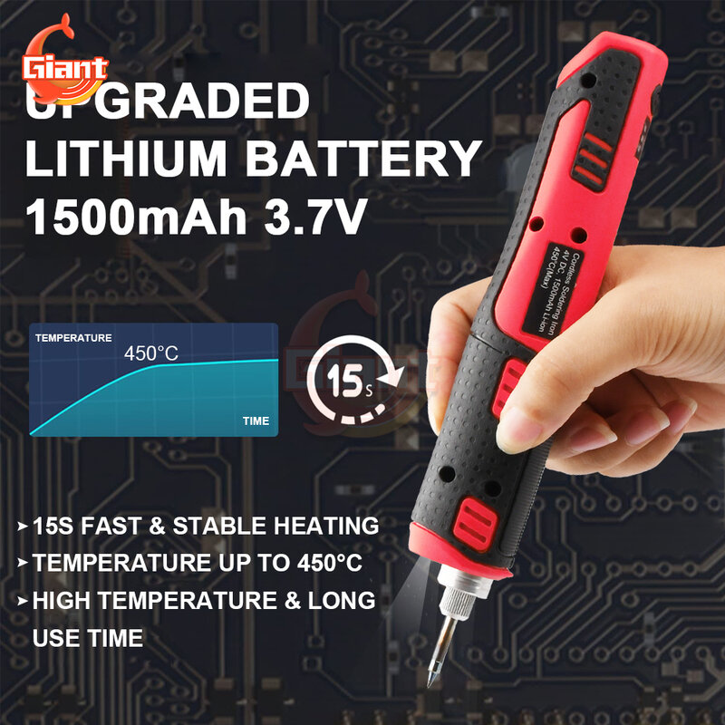 USB Cordless Electric Soldering Iron Portable Welding Pen Lithium Battery Rechargeable Internal Heating Solder Iron Welding Tool