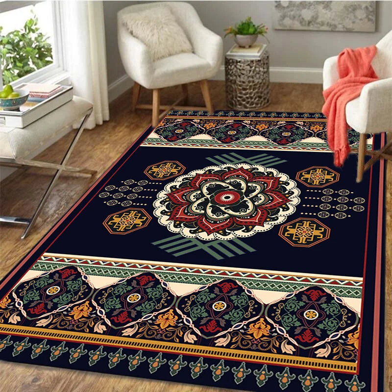 Tapis vintage persan, style bohème, pour salon, chambre à coucher, décor rétro, motif ethnique marocain, polymères de sol