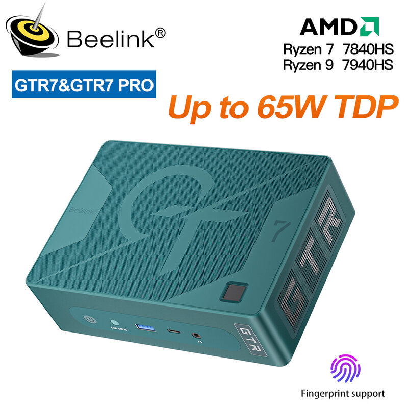 Beelink-GTR7 Pro Gaming Mini PC, Ryzen 9 7940HS, Até 65W, Suporte TDP, Computador Desktop Overlocked, Ryzen 7 7840HS
