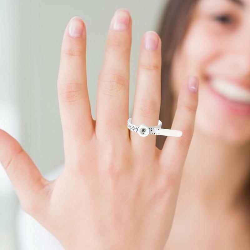 Alat ukur ukuran cincin, ukuran cincin, dengan alat pengukur ukuran cincin jendela yang dapat digunakan kembali. UKURAN cincin US 1-17.