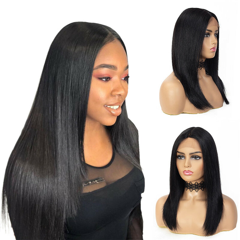Short Bob Human Hair Wigs Brazilian 13x1 T Part Straight Lace Front Wigs For Women Transparent Lace Pre Plucked Bone Bob Wig
