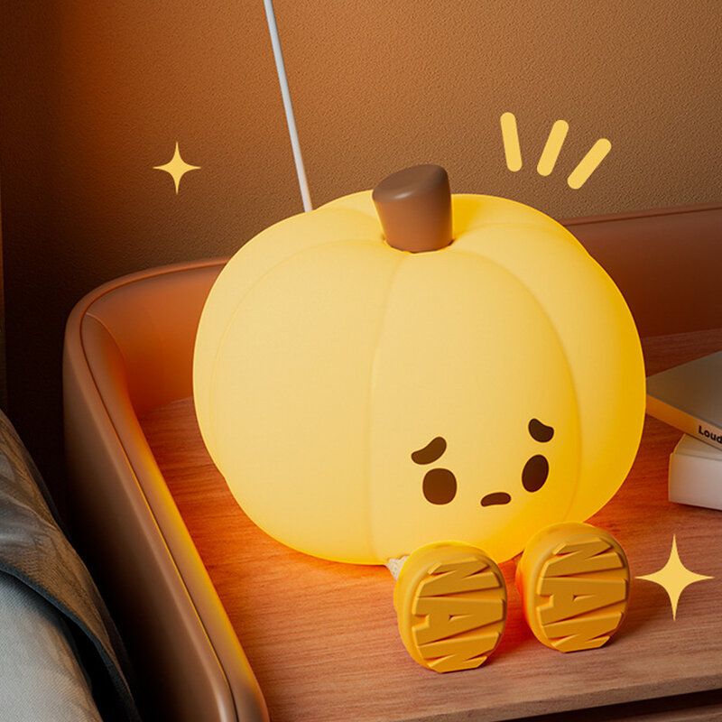 Halloween Pumpkin Night Light Cute Soft Silicone Safe Lamp Decorations Timing Dimmable Bedside Decor Kids Babies Halloween Gifts