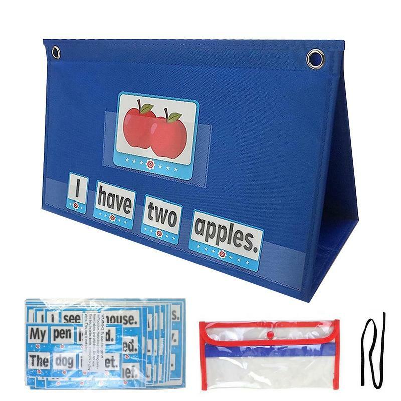 Tabla de bolsillo impermeable y reutilizable, juguete educativo Montessori con 36 tarjetas de palabras, mapa de bolsillo de escritorio para el aula