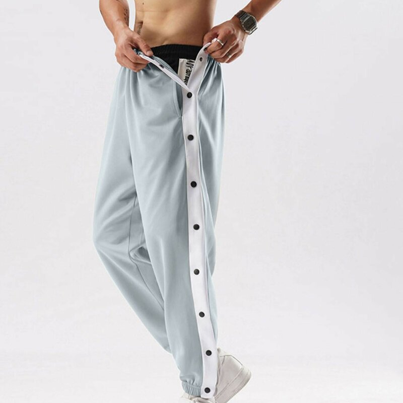 Męskie spodnie rozdarte studenckie boczne piersi sportowe dorywczo luźne nogawki spodnie z pełnym otwartym guzikiem spodnie do koszykówki modne spodnie