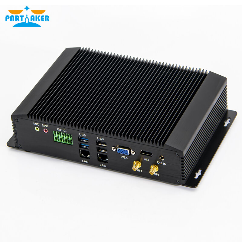 Partaker przemysłowe bez wentylatora Mini komputer Intel Core i7 10510U 8550U i5 8250U 7200U z 2 LAN GPIO 4G WOL 6COM RS232 422 485 WiFi
