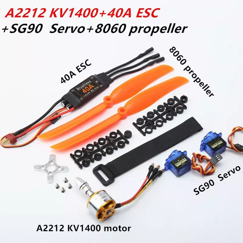 A2212 KV1400/2200KV Brushless Motor 40A ESC SG90 Servo 8060/1060 Propeller Kit for XXD RC Airplane Racing Drone