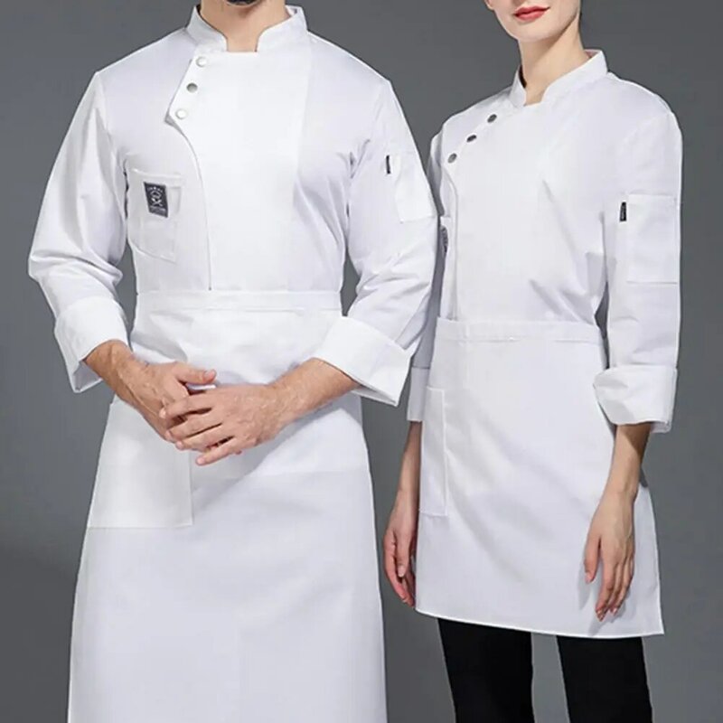 Casaco de chef de peito único, uniformes antisujos impermeáveis para homens e mulheres, tops sólidos de restaurantes
