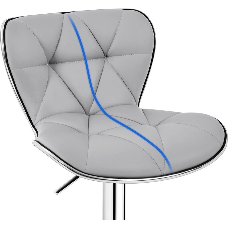 مقاعد بار من الجلد الصناعي قابلة للتعديل ، كرسي دوار مع ظهر قذيفة ، كراسي بار حديثة ، مجموعة من 4
