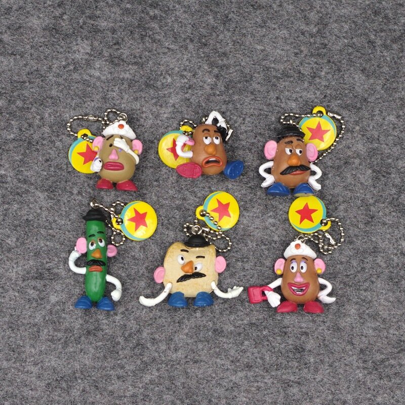 Disney Anime Figuras Mr.Potato Cabeça PVC Personagens Bonitos Keychain Pingente Coleção Ornamentos Modelo Toy Presentes para Crianças