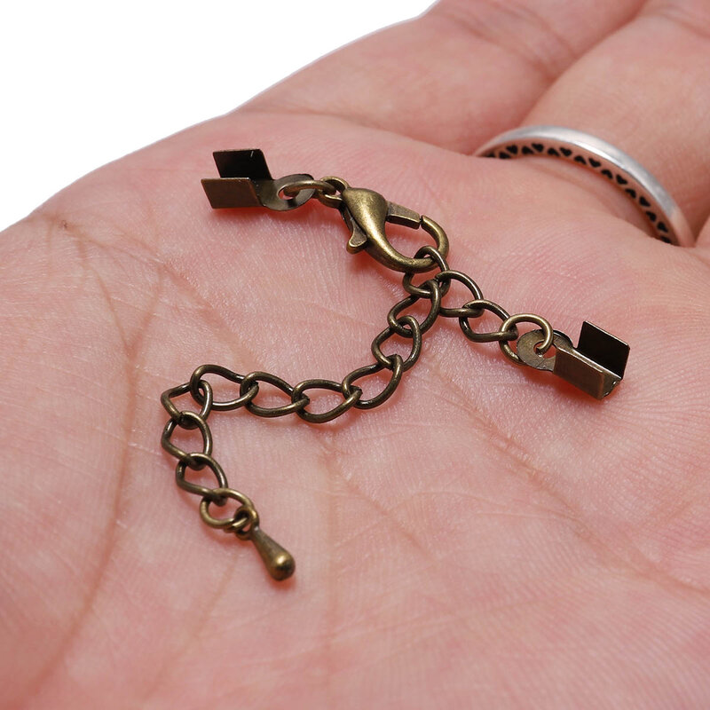 Cierres de langosta de cuentas de tapas de engarce, cadenas extendidas, conectores de collar, Clips de cinta de cuerda para suministros de fabricación de joyas, 10 piezas por lote