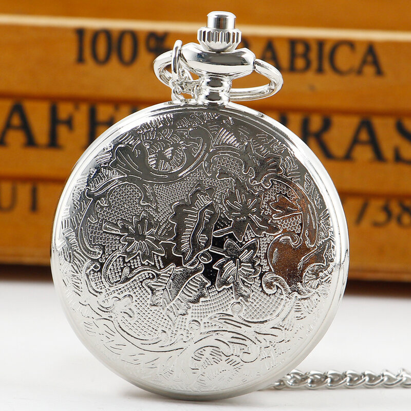 Creative Blue and White Wing Design Pocket Watch Necklace Vintage Hollow Pendant All Hunter Quartz Pocket&Fob Chain Watches