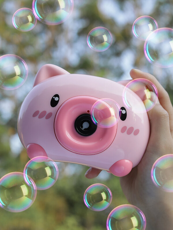 Máquina de burbujas de soplado de mano, pistola de cámara de cerdo Popular, juguete eléctrico para niños, Gatlin Girl Heart Inns