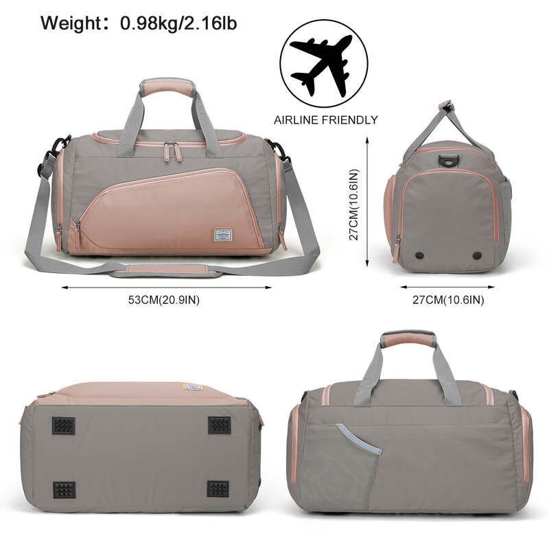 Travel Bag Com Compartimento De Sapato, Sports Gym Bag, 35L