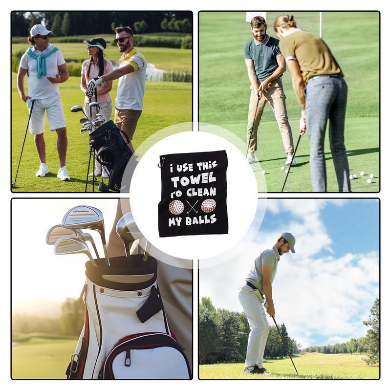 남성용 재미있는 골프 수건, 카라비너 와플 포함, 블랙 골프 걸레, 부드러운 휴대용 골프 청소 걸레
