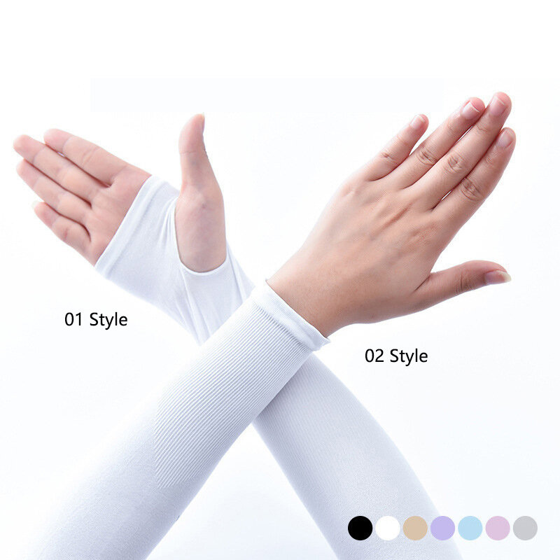 New Long Gloves UV Protection Hand Protector Cover Arm Sleeves Ice Silk Sunscreen Women Outdoor Sports Half Finger Sleeves T260