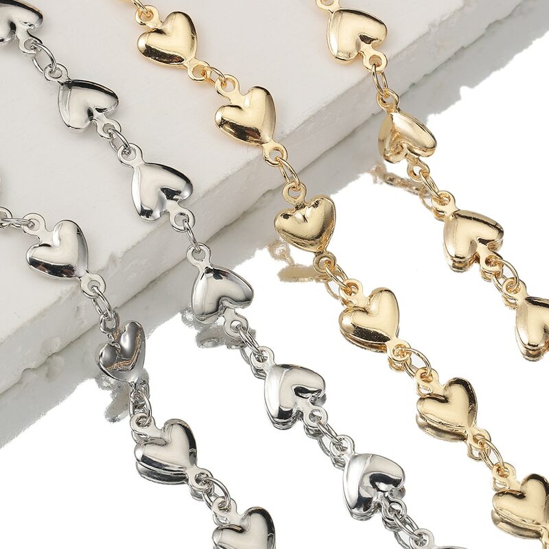 1 metro Solid Heart Love Heart catena di rame Charms collana catena per gioielli che fanno accessori per bracciali collana fai da te all'ingrosso