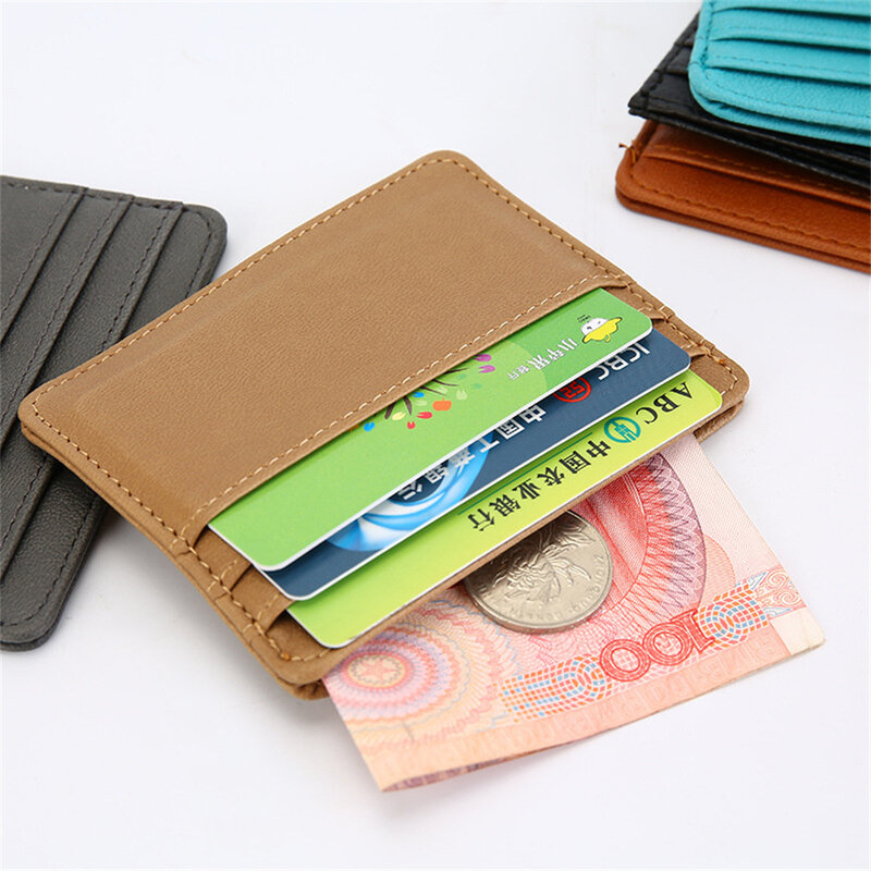 بولي Card حقائب جلدية للرجال والنساء ، حامل بطاقة الهوية ، صندوق بطاقات الائتمان المصرفية ، فتحة متعددة ، محافظ ضئيلة ، غطاء بطاقات الأعمال