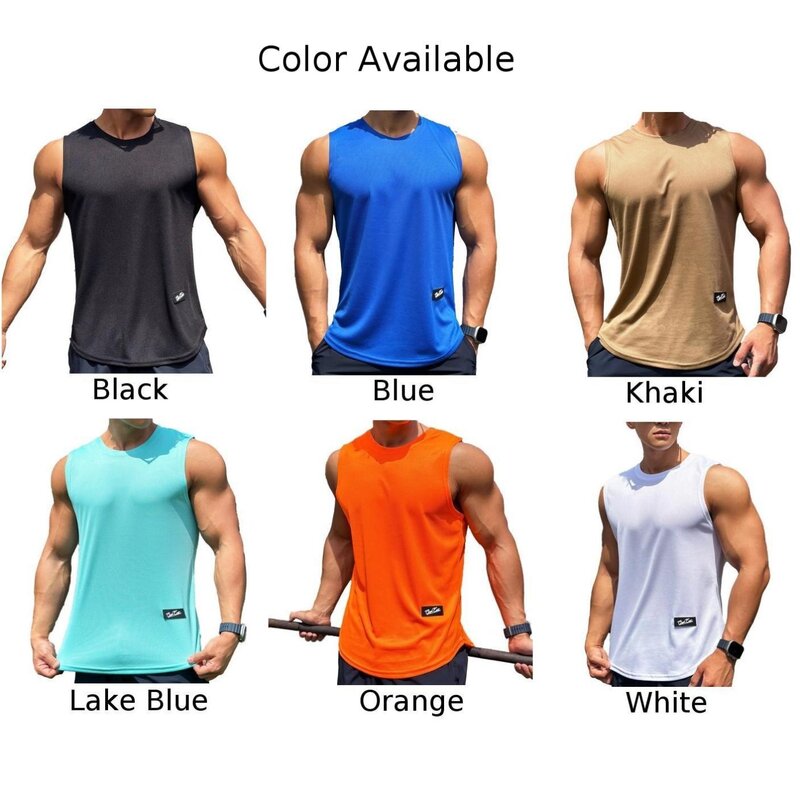 Gloednieuwe Tanktop T-Shirt Dun Vest Comfortabele Mode Fitness Mannelijke Sneldrogende Mouwloze Zachte Effen Kleur