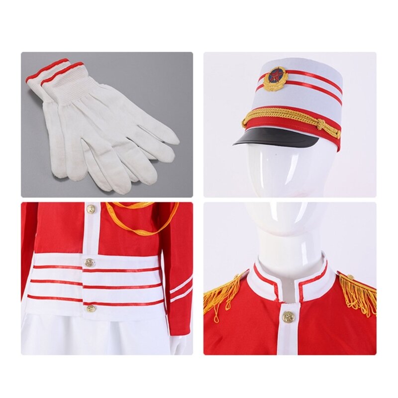 1 комплект костюма королевского гвардейца с парадными перчатками и шляпой почетного караула, костюм духового оркестра для и F0S4