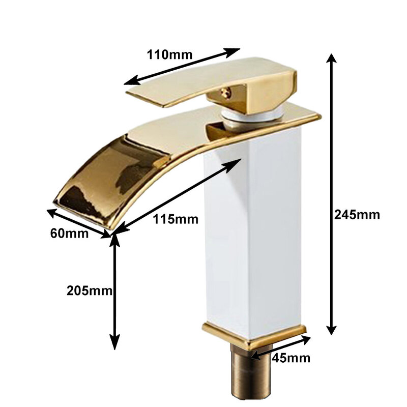 Grifo de lavabo de encimera de baño de cobre dorado práctico y elegante, diseño elegante para un aspecto fresco, Material duradero