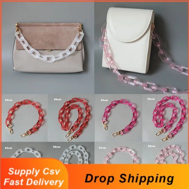 45/86cm Jelly Color Bag Chain Resin Acrylic Chain Shoulder Strap for Bags Replacement Handbag Belt Handles Bag Parts Accessories