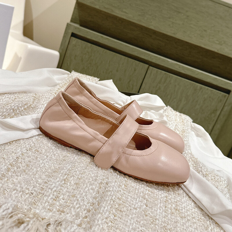 Zapatos de Ballet planos de punta redonda para mujer, calzado informal de diseñador, suave, color rosa, cómodo, para baile de graduación y Noche