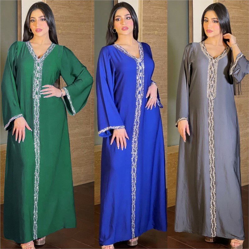 Neue muslimische Mode Strass Damen Robe aus dem Nahen Osten