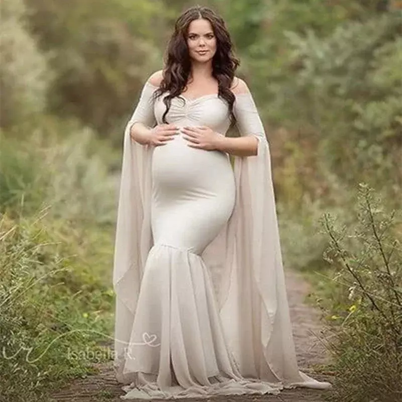 Vestidos largos elásticos para sesión de fotos de maternidad, accesorios de fotografía para mujer embarazada, Baby Shower, 2020