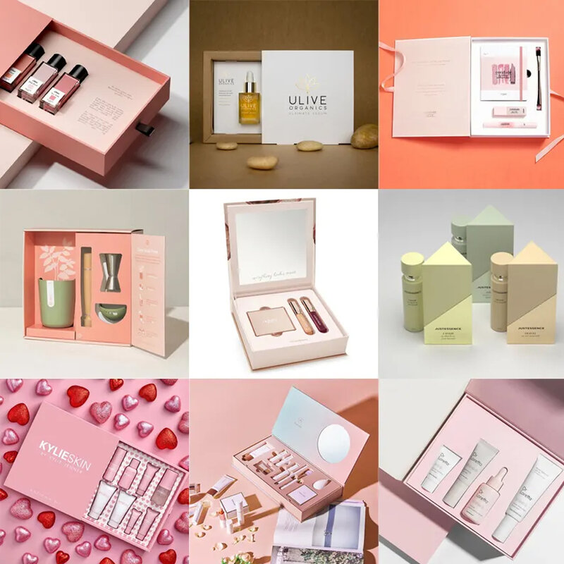 Confezione regalo magnetica in cartone rosso rosa di alta qualità personalizzata scatole di carta con manico in pelle stampa il logo del tuo marchio