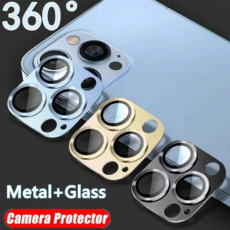 Película protectora de vidrio de Metal para Iphone 14 11 12 13 Pro Max 12 13 Mini Plus, Protector de pantalla de lente de cámara, película de cobertura completa IPhone11