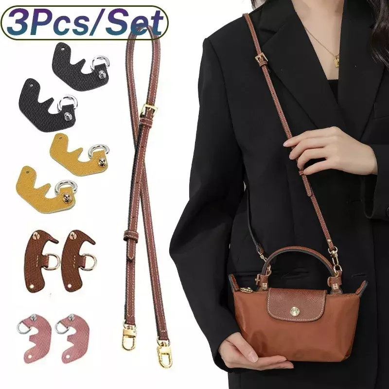 New 3Pcs/Set Bag Strap For Longchamp Mini Bag Free Punching Modification Transformation Accessories for Mini Bag Shoulder Strap