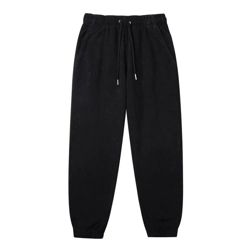 100%Pure  Cotton430GSM washed worn vintage pants fashionable cotton thin style  trousers  Elastics  ankle banded pants