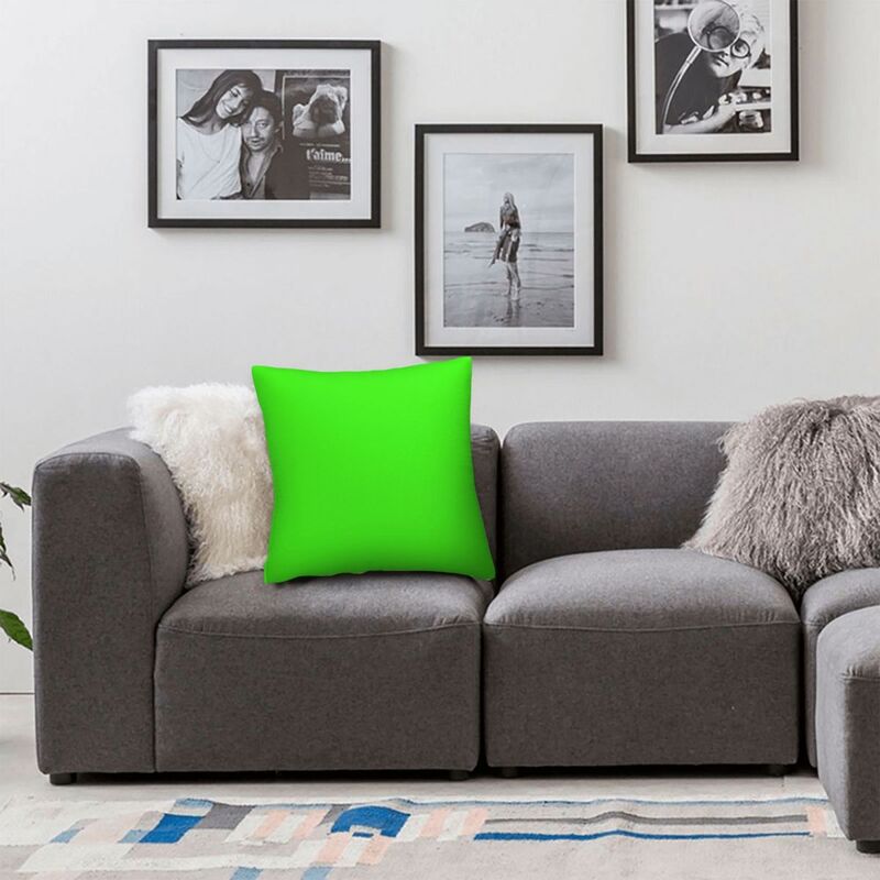 Fronha quadrada monocromática lisa, néon, fluroescente, verde, poliéster, linho, veludo, fronha criativa, capa de almofada do sofá, por atacado