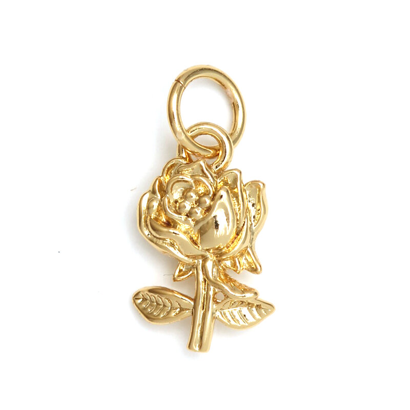 Dijes de cobre con flor voladora, colgante de color dorado para fabricación de joyas Diy, collar, pulsera, pendientes, suministros